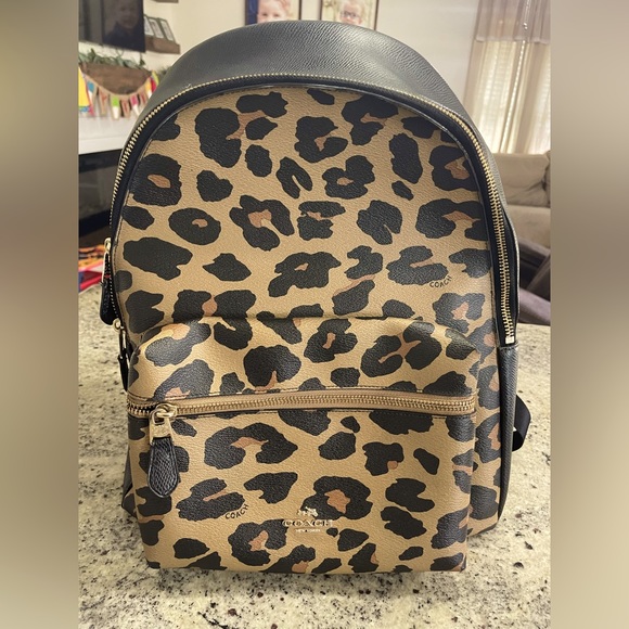 Coach Handbags - Coach Leather Leopard Backpack